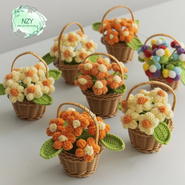 Knitted Flower Basket